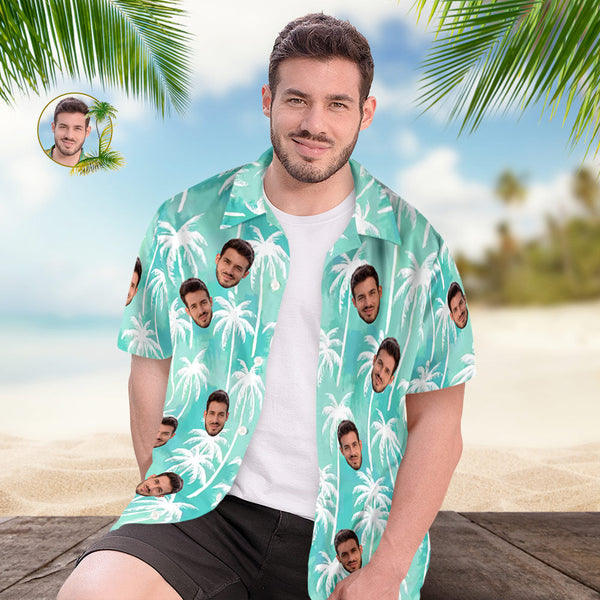 Custom Men's Hawaiian Shirt Face Paradise Palms Hawaiian Shirt