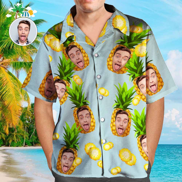 Custom Face Hawaiian Shirt Pineapple Personalized Tee for Husband
