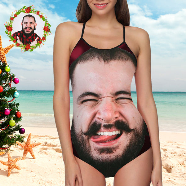 Custom Bathing Suit with Face One Piece Swimsuit Custom Swimsuit with Husbands Face Christmas Gift for Her