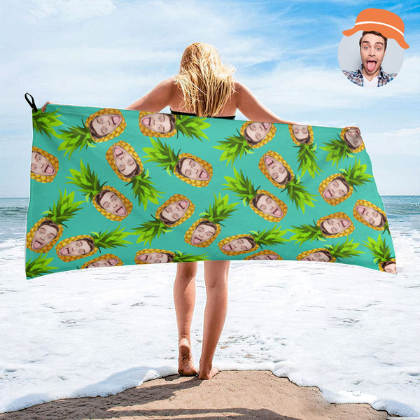 Custom Faces Pineapple Towel Personalized Photo Towel Funny Gift