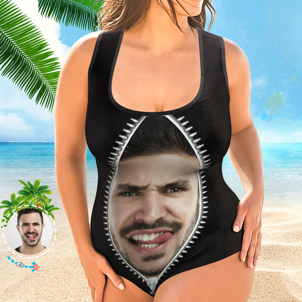 Bathing Suits for Plus Size Women Custom Bathing Suit with Picture - Zipper