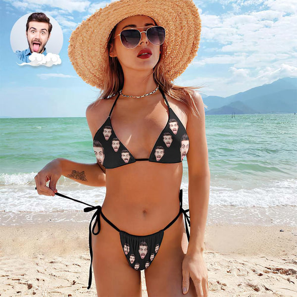 Custom Face Swimming Suit Sexy Strappy Bikini Boyfriend's Face