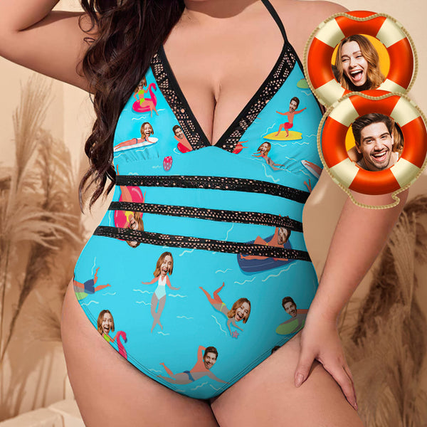 Plus Size Custom Face Women Swimwear Personalized One Piece Swimsuit for Pool Party